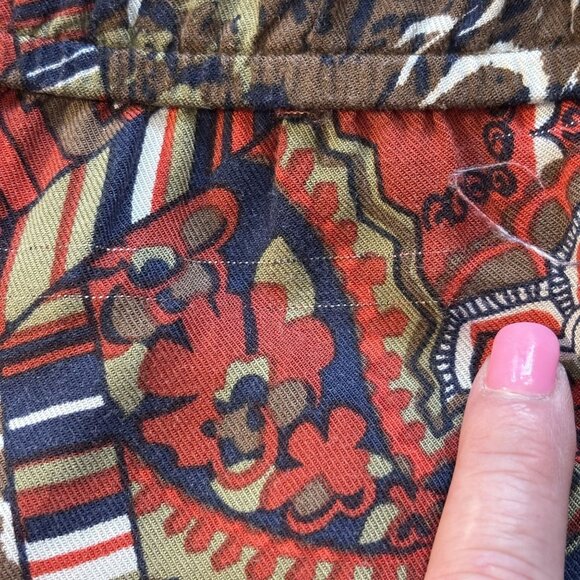 Lucky Brand XL Sleeveless Red Multi-Color Boho Print Dress With Tie Waist 100% - Picture 10 of 14